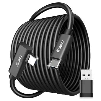 Kuject 20FT Link Cable for Meta Quest 3S / 3/2 / Pro, Pico 4, Black