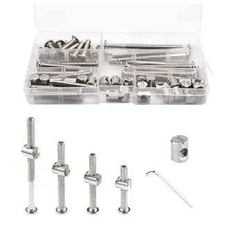 Crib Screws Hardware Replacement Kit - 16 Set M6 Hex Drive Socket Cap Barrel Nuts Assortment Kit for Baby Bed Cribs Furniture, M6x40/50/60/70/80mm