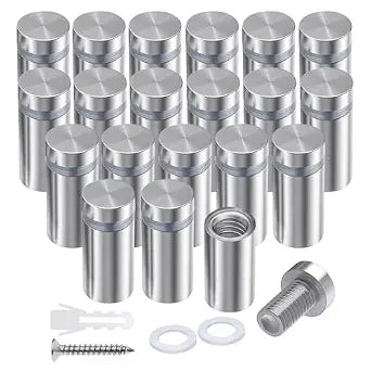 Standoff Screws 1/2 x 1 Inch 20 Pack Sign Standoffs Stainless Steel Stand Off Wall Mounts Sign Mounting Hardware for Acrylic Signs Advertising Screws Silver 0.5" x 1"