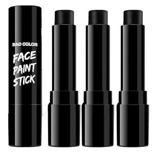 BADCOLOR 3PCS Black Face Body Paint Stick Set for Adults, Non-Toxic Hypoallergenic Eye Black Sticks for Halloween Baseball, Softball, Football, Lacrosse, Soccer, Hockey