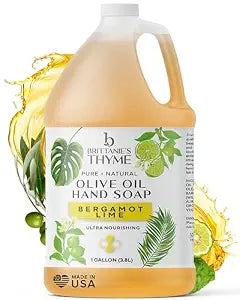 Brittanie's Pure Castile Liquid Soap Refill, Bergamot Lime, 1 Gallon