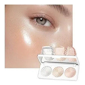 3 Colors Highlighter Powder Palette, Face Highlight Makeup Contour Powder