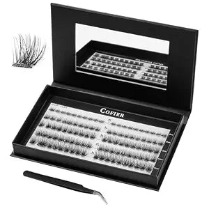 Wispy Lash Clusters Kit, 100 Pcs Individual Eyelash Clusters (8-14mm) - DIY Lash Extension Kit with Lash Glue, Sealant & Tweezers, Natural Fluffy Fake Lashes for Home Use, Beginners Friendly