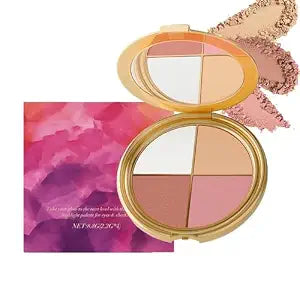 Eye & Cheek Palette - Eyeshadow and Highlighter Makeup, Makeup Palettes Contour Kit, Shimmer Glow Face Highlighter Palette for Women Face, Natural Glow Contour Powder, with Detachable Brush