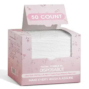 Disposable Face Towels, Thick &Soft Face Towelettes Disposable,Lint-Free And Odor-Free Dry Faces Wipes,Suitable For Daily Care Of Sensitive Skin,Facial Cleansing,And Makeup Removal(50 Count)