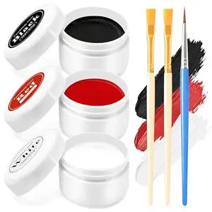 AIUEO 6PCS Clown Makeup Kit Joker Makeup, Red Black and White Face Paint