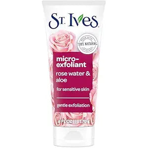 St. Ives Gentle Smoothing Face Scrub Our Gentlest Scrub Yet Rose Water and Aloe Vera Made with 100 percent Natural Exfoliants, Paraben Free, Oil-Free, Dermatologist Tested 6 oz