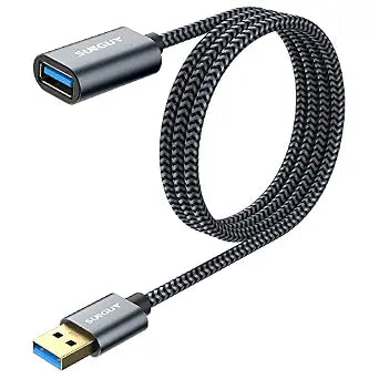 SUNGUY 5Gbps USB 3.0 Extension Cable, 3FT USB Extender, USB A Male to Female Cord, Braided High Data Transfer Compatible with Xbox, Hard Drive, Webcam, USB Keyboard, Mouse, Flash Drive, Oculus VR