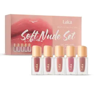 Laka Light Fruity Glam Tint Mini Set, 1.9g/0.07oz*5ea, Gift Set for Women, Hydrating & Glowy Finish, Lightweight & Comfortable, Buildable Color, Non-Sticky, Vegan, K-Beauty (#Soft Nude)