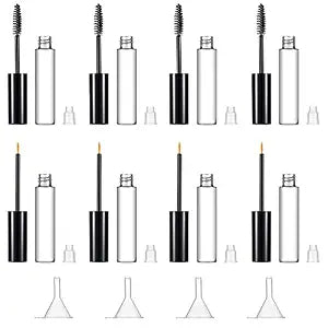Patelai 12Pcs 10ml Empty Mascara Tubes Set Includes 4 Eyelash Serum Container Bottles, 4 Liquid Eyeliner Containers, 4 Funnels for Castor Oil DIY Mascara Empty Eyelash Serum Tube Set