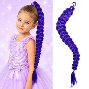 Purple Braids Ponytail Hair Extensions Costume Cosplay Halloween 26 Inch