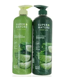 Super Nature Shampoo and Conditioner Set – Sulfate Free, Paraben Free Hair Care Duo Hydrating & Nourishing Formula with Aloe for Dry, Damaged, Curly, or Color Treated Hair 2 Pack (16 fl oz Bottles)