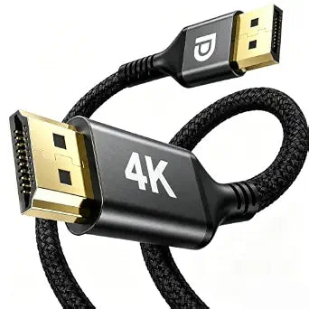 Diyanisly 4K@30Hz DisplayPort to HDMI Cable 3.3FT/1M, Braided Uni-Directional DP 1.2 to HDMI 1.4, Gold-Plated Connectors, Video Audio Cord for Monitor, Projector, Desktop, Laptop