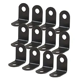 uxcell 12pcs Angle Bracket Metal 12x12mm Black Corner Brace Fastener L Shaped Right Angle Brackets Corner Protector Shelf Support with Screws for Furniture