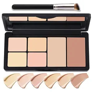 6 Colors Correcting Cream Contour Palette, Long Lasting Makeup Palettes with Concealer Brush, Multi-purpose Contouring Liquid Foundation Makeup Kit