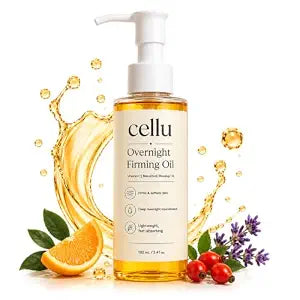 Cellu Overnight Firming Oil for Face & Body, Deeply Moisturizing Facial and Body Oil for Mature & Dry Skin, Lightweight Fast-Absorbing Skin Care Oil, Helps Improve the Look of Elasticity, 3.4 Fl Oz