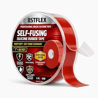 Self Fusing Silicone Tape 1" x 36' - Rubber Emergency Repair Tape Red