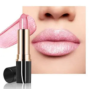 Glitter Light Pink Lipstick, Metallic Shimmer Frosted Lipstick for Women