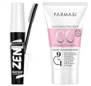 FARMASi CC Cream & Zen Extension Lash Mascara Set, Light to Medium