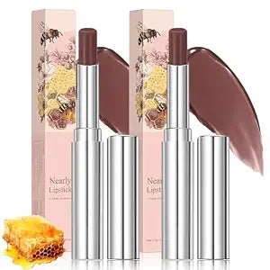 Honeynoir-Nude Honey Lipstick, Moisturizing Lip Color, Nourishing Lip Balm, Honey Nude Lipstick Suitable for All Skin Tones, Natural Lip Care, Long-Lasting Moisturization Non-Sticky (2Pcs Nude)