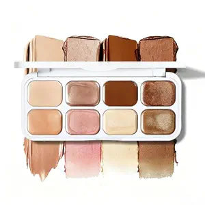 8 Colors ceram Eyeshadow Palette, Illuminance Eye Makeup with Crease- Resistant Ingredients, Creamy Pigmented, Cr��me Highlight Eyeshadow Palette, Shimmer Glitter Makeup, High Pigment Waterproof M