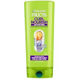Garnier Fructis Curl Nourish Moisturizing Conditioner for Curly Hair, Plant Protein and Coconut Oil Formula, Up to 48HR of Curl Definition, Sulfate Free & Vegan, 21 Fl Oz (Packaging May Vary)