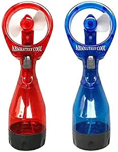1Water Mist Spray Bottle Fan Portable Handheld Mister - Battery Operated (Red & Blue)