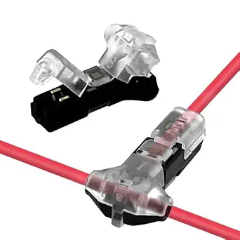 20PCS 1-Pin T Tap Wire Connectors with Locking Buckle, No-Stripping Quick Splice Clips for 22-18 AWG LED Strip Light & Electrical Cable, Tool-Free Fast Secure Connection