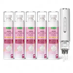 5% Minoxidil for Women Hair Growth Spray, Free Precision Applicator Included, Extra Strength Hair Regrowth Treatment with Biotin, Anti-Thinning Hair Loss Solution, 9-Month Supply (5 Bottles)