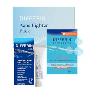 Differin Acne Fighter Pack, Adapalene Gel + Pimple Patches, 15g + 36ct