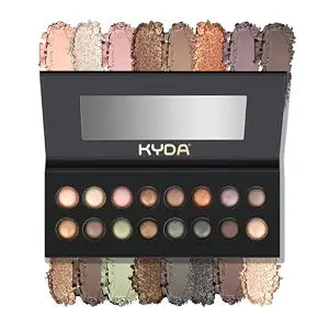 16 Colors Baked Eyeshadow Earth Palette, Neutral Earth Tone Eye Shadow Palette with Matte Glitter Metallic Shimmer, Highly Pigmented, Baked Formula Creamy Texture, Blendable Natural Look