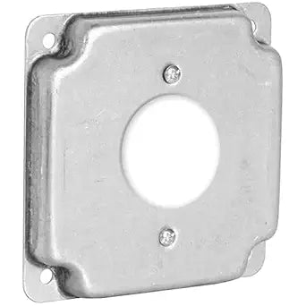 1-Gang Single Receptacle Cover, 4" Square, 1/2" Raised Galvanized Steel USA