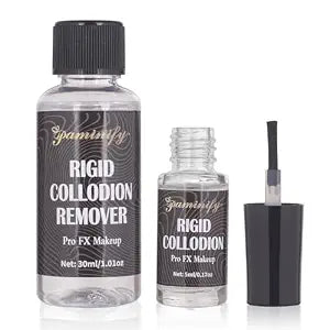 Scar Makeup Kit,Rigid Collodion and Remover Kit,SFX Makeup Realistic Scarring Liquid with Brush,Special Effects Fake Scar for Halloween,Cosplay, Costume,5 ml+30 ml