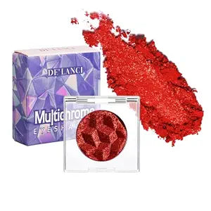 DE���LANCI Chameleon Red Glitter Eyeshadow Highly Pigmented, Single Metallic Glitter Eye Shadow Palette Intense Color Shifting, Chrome True Red Shimmery Glitter Eyes Warm Goth Smoky