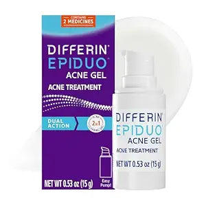 Differin Epiduo Acne Gel Treatment, Adapalene & Benzoyl Peroxide, 15g Pump