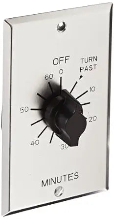 NSI TORK C560M Spring-Wound In-Wall Twist Timer with Commercial Style Metal Plate and 60-Minute Length for Automatic Shutoff of Motors or Lights