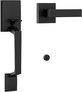 Black Front Door Handle No Lock, Exterior Door Handle for Front Door