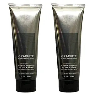 Bath and Body Works Men's Collection Ultimate Hydration Ultra Shea Body Cream 8 Oz 2 Pack (Graphite)