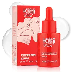 Koji White Underarm Serum for Armpit, Elbows, Knees, Private Areas - Hydrating with Kojic Acid, Niacinamide, Tranexamic Acid, Paraben-Free, Vegan, 1 Fl Oz