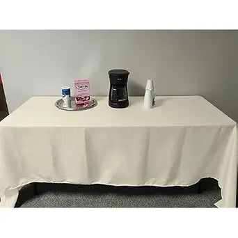 Intedge TCM5496-IVORY Tablecloth, Rectangular Hemmed Edge, 54" x 96", 65/35 Poly Cotton Fabric Dining Table Cover, Washable Banquet and Wedding Tablecloth, Made in USA, 1 Each