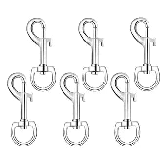 6 Pack Swivel Eye Bolt Snap Hooks for Pet Leash, Scuba Diving, Heavy Duty Clips, Dog Leash, Flag Clips - Single Ended