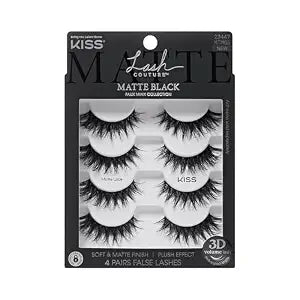 Kiss Lash Couture, False Eyelashes, 'Matte Lace', 8mm-16mm, Includes 4 Pairs Strip Lashes, Easy to Apply, Reusable Lash Clusters