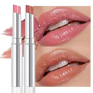 FeiCuiYun 2Pcs Pink+Light Brown Honey Tinted Lip Balm Lip Gloss Lipstick for Women, Sheer Hydrating Lip Stains Tint, Moisturizing Lip Color for All Skin Tones, Nourishing Lip Balm, 02#+03#