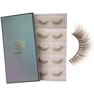 DYSILK Brown Eyelashes Fluffy Light, 8-16mm Glasses-Friendly