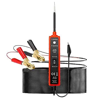 Power Circuit Probe Tester 6V-24V DC Test Light Automotive Circuit Tester 12V Auto Electrical Tester 12 Volt Component Activation, Polarity Identify, with LED Light, 13FT Cable, Overload Protection