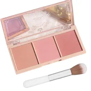 3-in-1 Matte Powder Blush Palette with Pro Brush ��������� Versatile Face Makeup Contour Kit for All Skin Tones ��������� Long-Lasting, Blendable Che