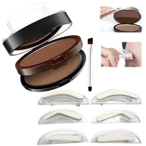 Eyebrow Stamp Kit for Women, 3 Stencils Dual-Color Powder, Waterproof