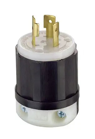 Leviton Locking Plug, 20 Amp, 125 Volt, Extra-Heavy Duty Industrial Grade, Black & White, 2311