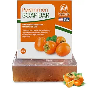 Natrulo Persimmon Soap Bar for Body Odor Control – Purifying Deodorizing Body Wash with Japanese Persimmon & Green Tea Extract for Eliminating Body Odor – Deodorant Soap for Skin Cleansing