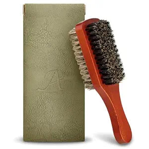 Men Wave Club Brush, 100% Natural Boar Bristle Hair Brush with 2-Sided Soft Hard Brush for Men and Barbers Thick Coarse Hair, Detangling, Smoothing